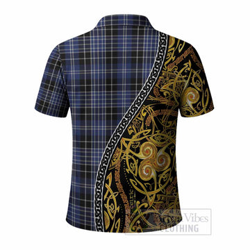 Clark (Clarke) Tartan Crest Polo Shirt Celtic Knot and Triple Trickle Spiral Symbols