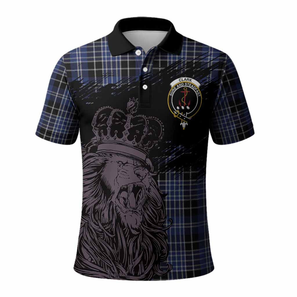 Clark (Clarke) Tartan Crest Polo Shirt Crowned Lion Heritage Style