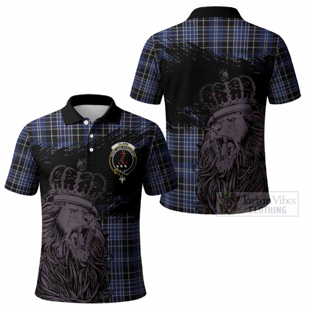 Clark (Clarke) Tartan Crest Polo Shirt Crowned Lion Heritage Style