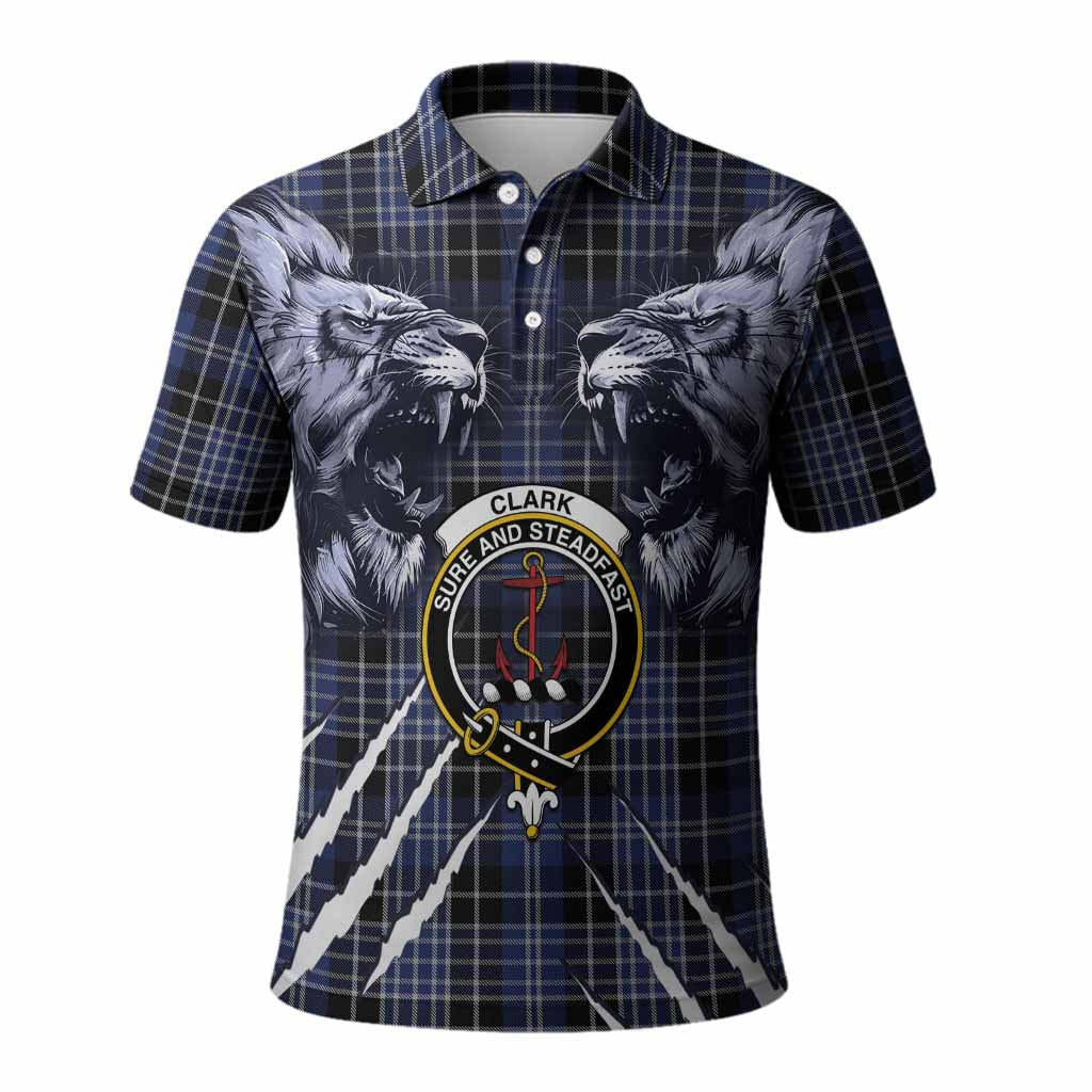 Clark (Clarke) Tartan Crest Polo Shirt Ferocious Lion Style