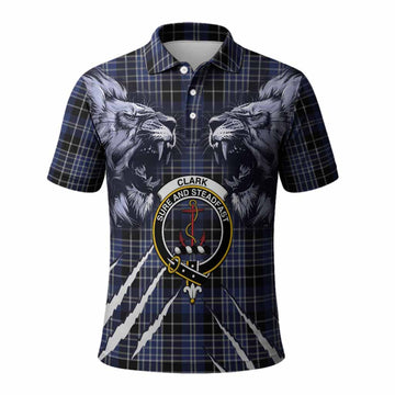 Clark (Clarke) Tartan Crest Polo Shirt Ferocious Lion Style