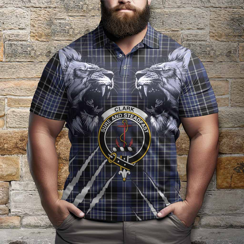 Clark (Clarke) Tartan Crest Polo Shirt Ferocious Lion Style