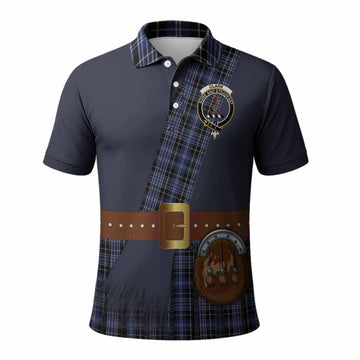 Clark (Clarke) Tartan Crest Polo Shirt Kilt Costume Style