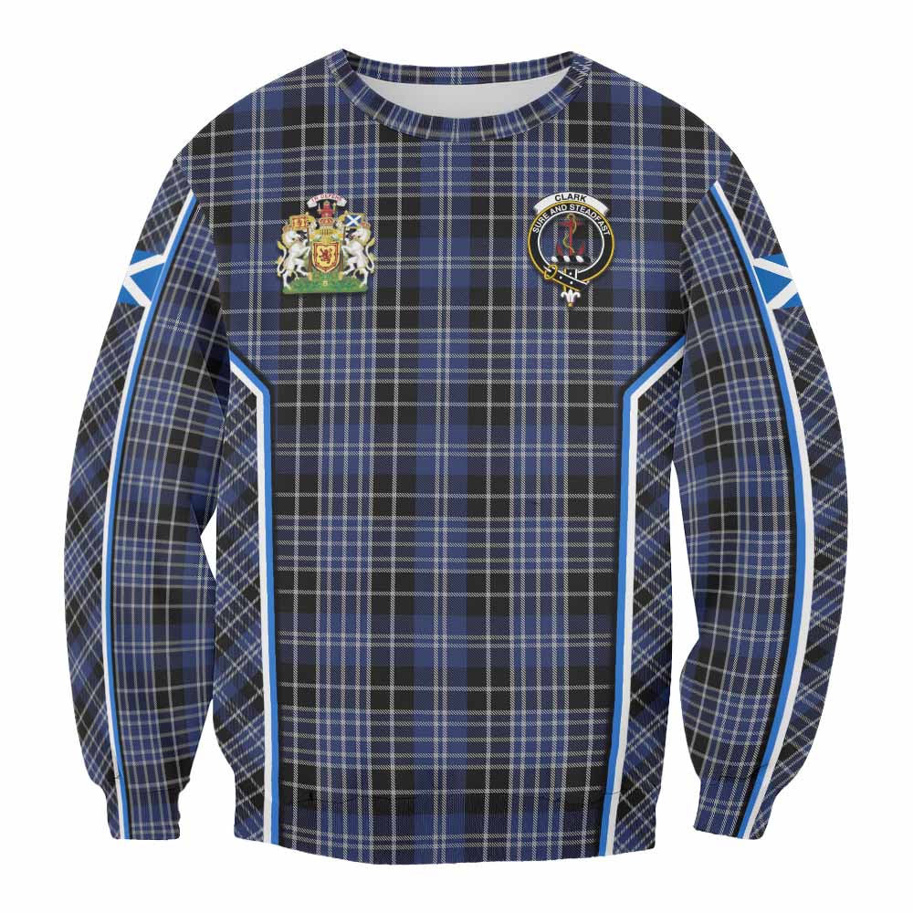 Clark (Clarke) Tartan Crest Sweatshirt Scotland Coat of Arm Flag Style - Tartan Vibes Clothing