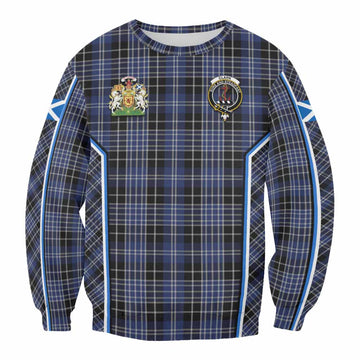Clark (Clarke) Tartan Crest Sweatshirt Scotland Coat of Arm Flag Style