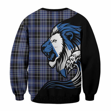 Clark (Clarke) Tartan Crest Sweatshirt Scottish Golden Lions Wave Flow