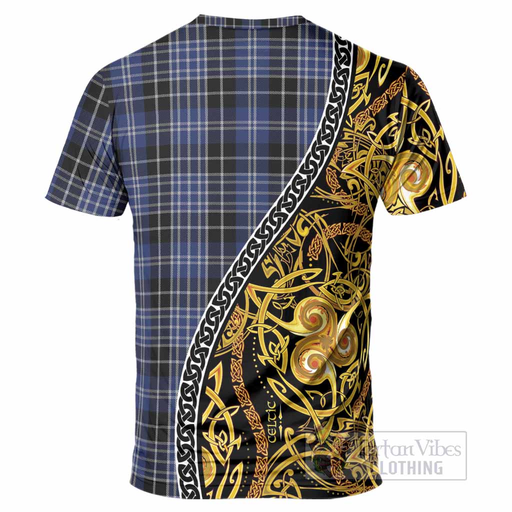Clark (Clarke) Tartan Crest T-Shirt Celtic Knot and Triple Trickle Spiral Symbols