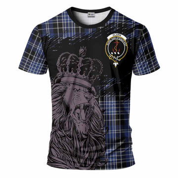 Clark (Clarke) Tartan Crest T-Shirt Crowned Lion Heritage Style