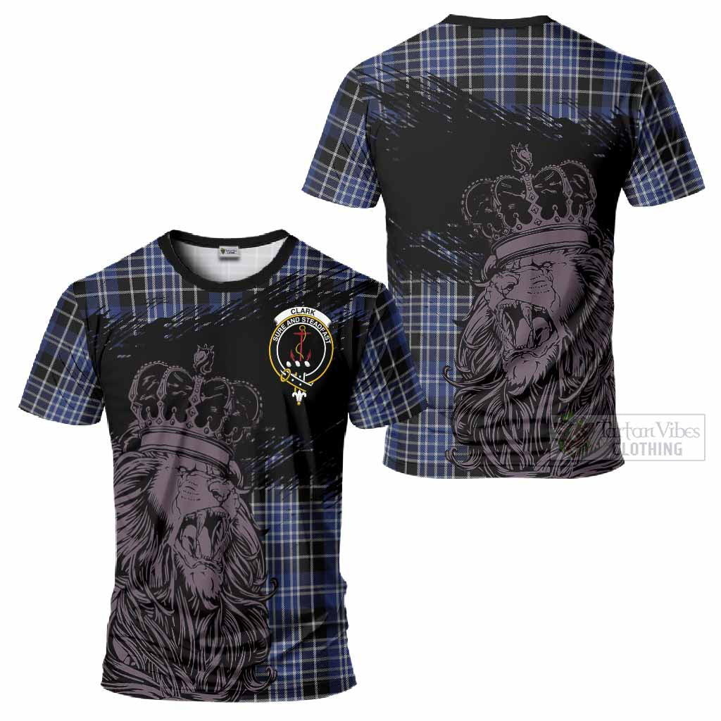 Clark (Clarke) Tartan Crest T-Shirt Crowned Lion Heritage Style