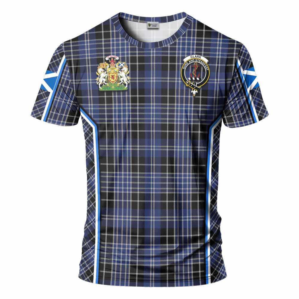 Clark (Clarke) Tartan Crest T-shirt Scotland Coat of Arm Flag Style - Tartan Vibes Clothing