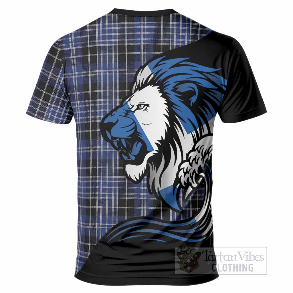 Clark (Clarke) Tartan Crest T-Shirt Scottish Golden Lions Wave Flow