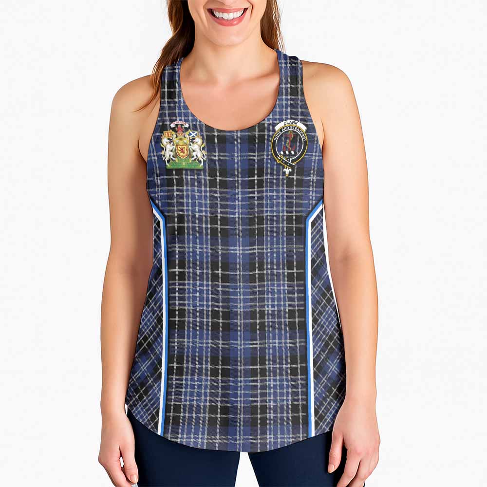 Clark (Clarke) Tartan Crest Women Racerback Tanks Scotland Coat of Arm Flag Style - Tartan Vibes Clothing