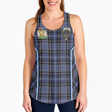 Clark (Clarke) Tartan Crest Women Racerback Tanks Scotland Coat of Arm Flag Style - Tartan Vibes Clothing