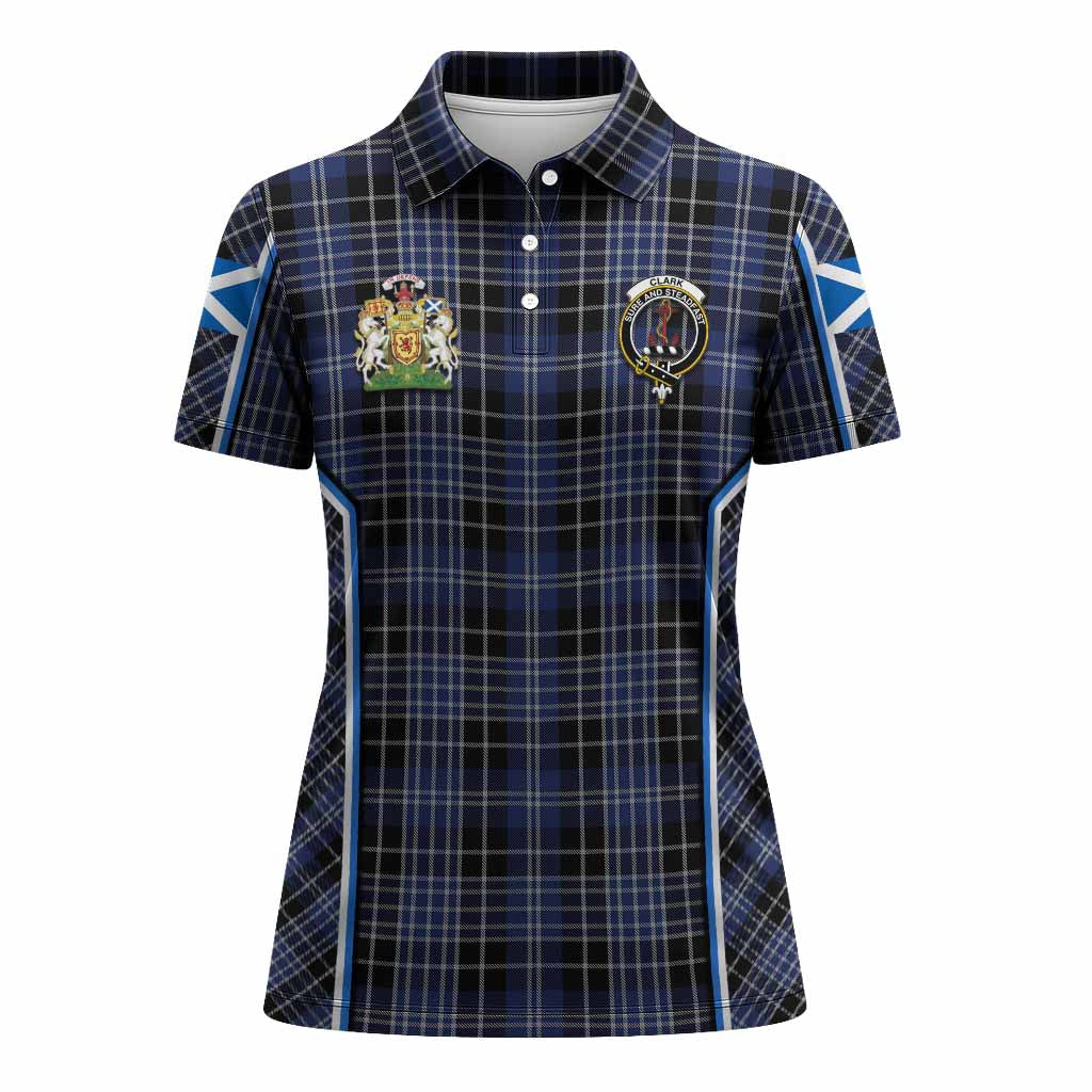 Clark (Clarke) Tartan Crest Women's Polo Shirt Scotland Coat of Arm Flag Style - Tartan Vibes Clothing