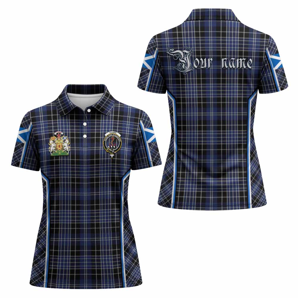 Clark (Clarke) Tartan Crest Women's Polo Shirt Scotland Coat of Arm Flag Style - Tartan Vibes Clothing