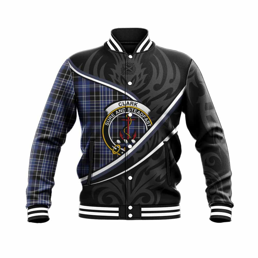 Clark (Clarke) Tartan Family Crest Baseball Jacket Celtic Scottish Thistle Floral - Tartan Vibes Clothing