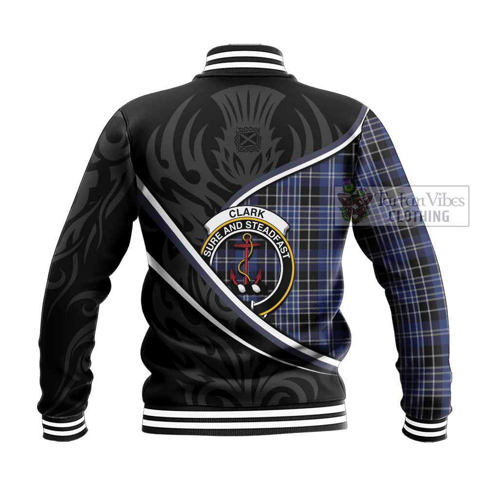 Clark (Clarke) Tartan Family Crest Baseball Jacket Celtic Scottish Thistle Floral - Tartan Vibes Clothing
