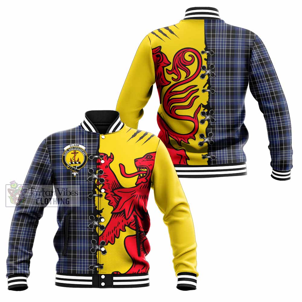 Clark (Clarke) Tartan Family Crest Baseball Jacket Lion Rampant Honor - Tartan Vibes Clothing