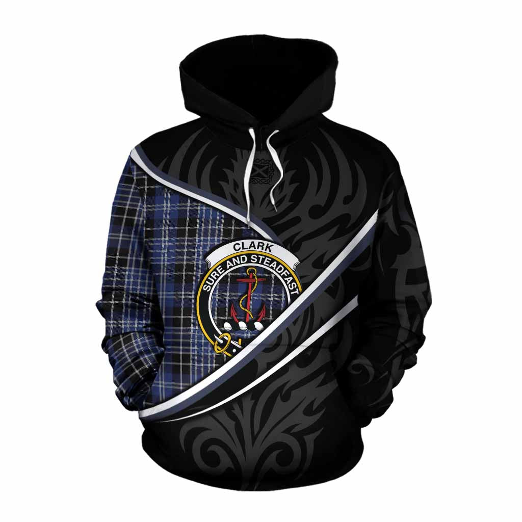 Clark (Clarke) Tartan Family Crest Cotton Hoodie Celtic Scottish Thistle Floral - Tartan Vibes Clothing