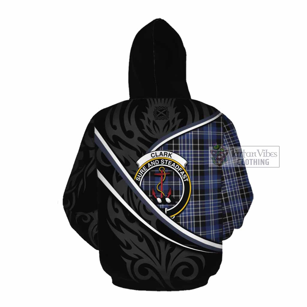 Clark (Clarke) Tartan Family Crest Cotton Hoodie Celtic Scottish Thistle Floral - Tartan Vibes Clothing