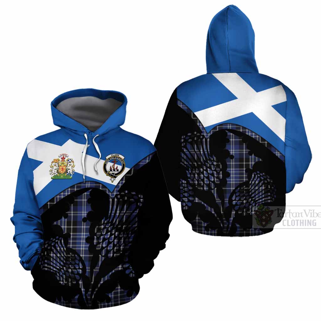 Clark (Clarke) Tartan Family Crest Cotton Hoodie Scotland Thistle Floral Flag Style