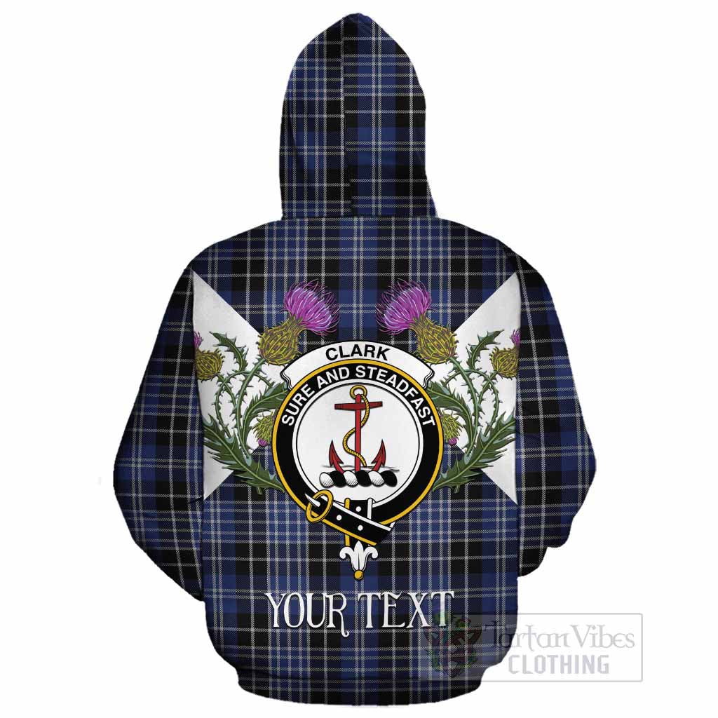 Clark (Clarke) Tartan Family Crest Cotton Hoodie Scottish Burns Night Thistle Floral
