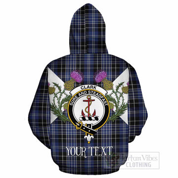 Clark (Clarke) Tartan Family Crest Cotton Hoodie Scottish Burns Night Thistle Floral