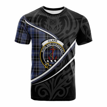 Clark (Clarke) Tartan Family Crest Cotton T-shirt Celtic Scottish Thistle Floral - Tartan Vibes Clothing