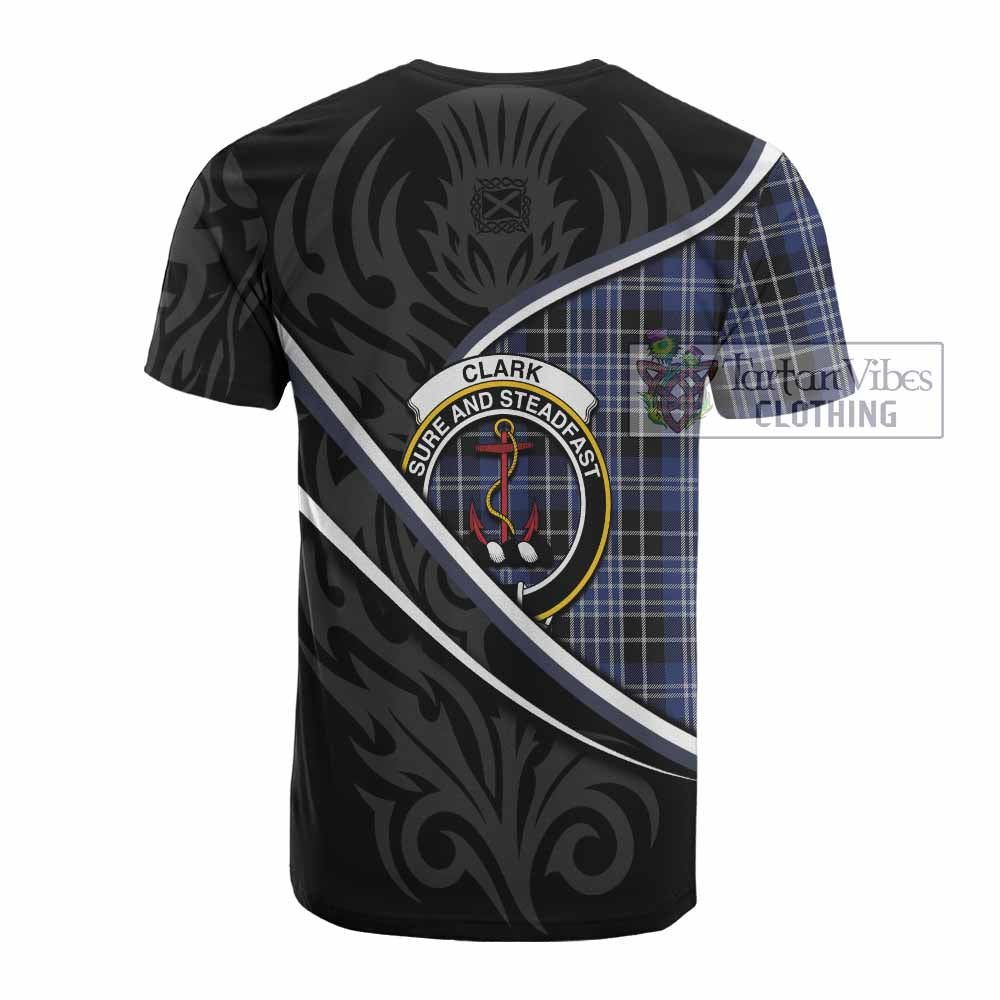 Clark (Clarke) Tartan Family Crest Cotton T-shirt Celtic Scottish Thistle Floral - Tartan Vibes Clothing