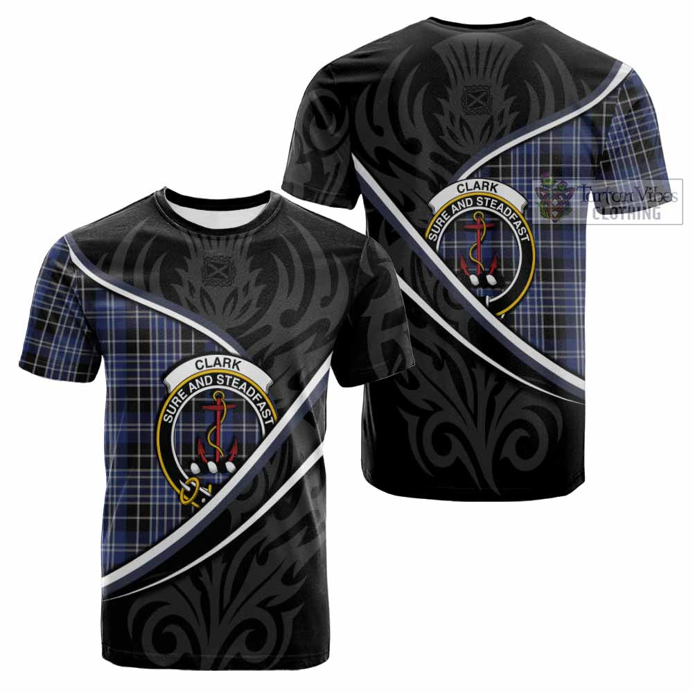 Clark (Clarke) Tartan Family Crest Cotton T-shirt Celtic Scottish Thistle Floral - Tartan Vibes Clothing