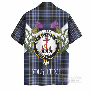 Clark (Clarke) Tartan Family Crest Hawaiian Shirt Scottish Burns Night Thistle Floral