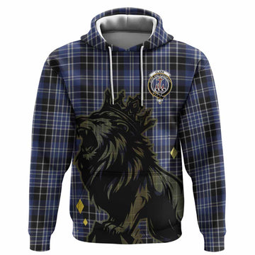 Clark (Clarke) Tartan Family Crest Hoodie Crowned Lion Roaring