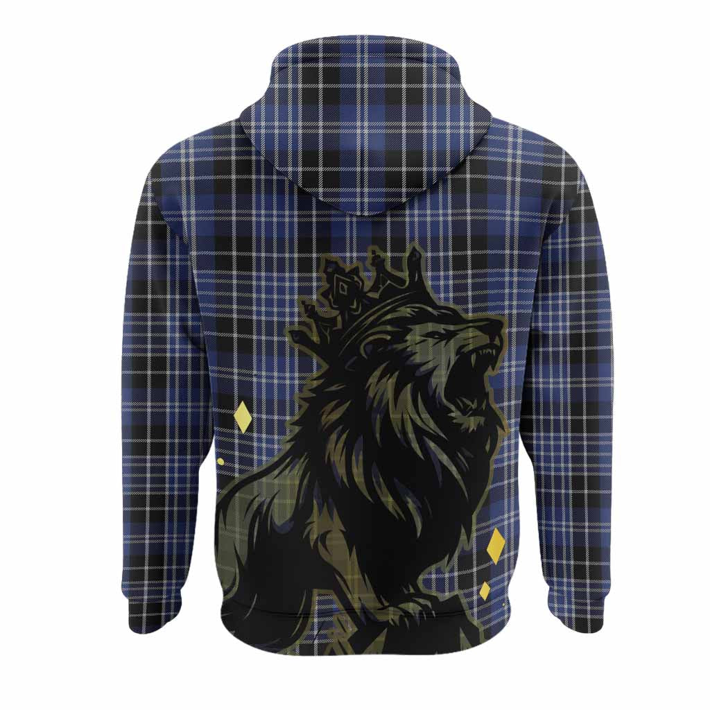 Clark (Clarke) Tartan Family Crest Hoodie Crowned Lion Roaring