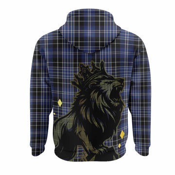 Clark (Clarke) Tartan Family Crest Hoodie Crowned Lion Roaring