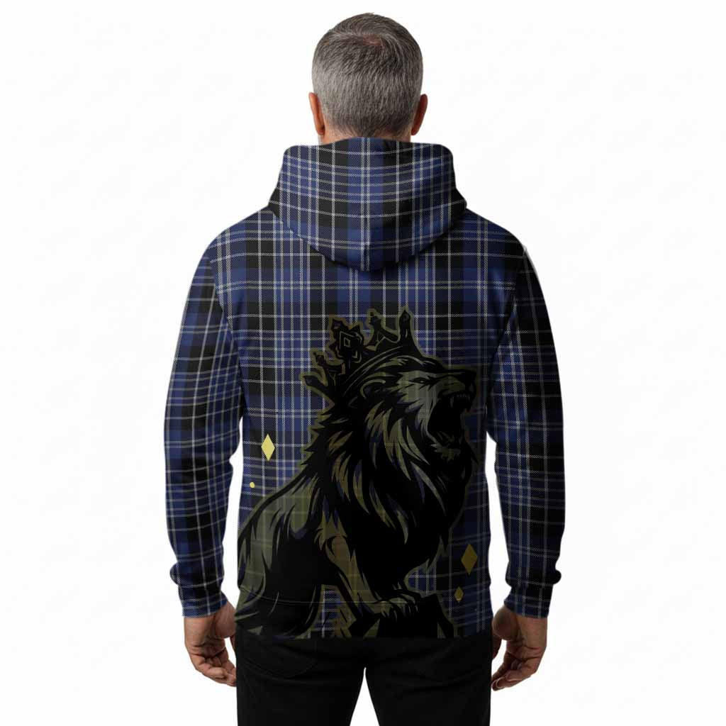 Clark (Clarke) Tartan Family Crest Hoodie Crowned Lion Roaring
