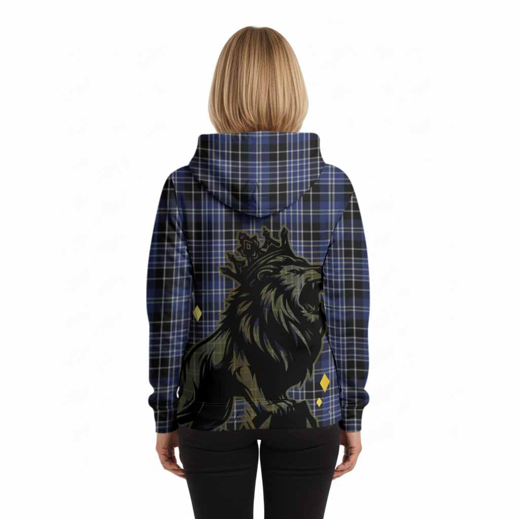 Clark (Clarke) Tartan Family Crest Hoodie Crowned Lion Roaring