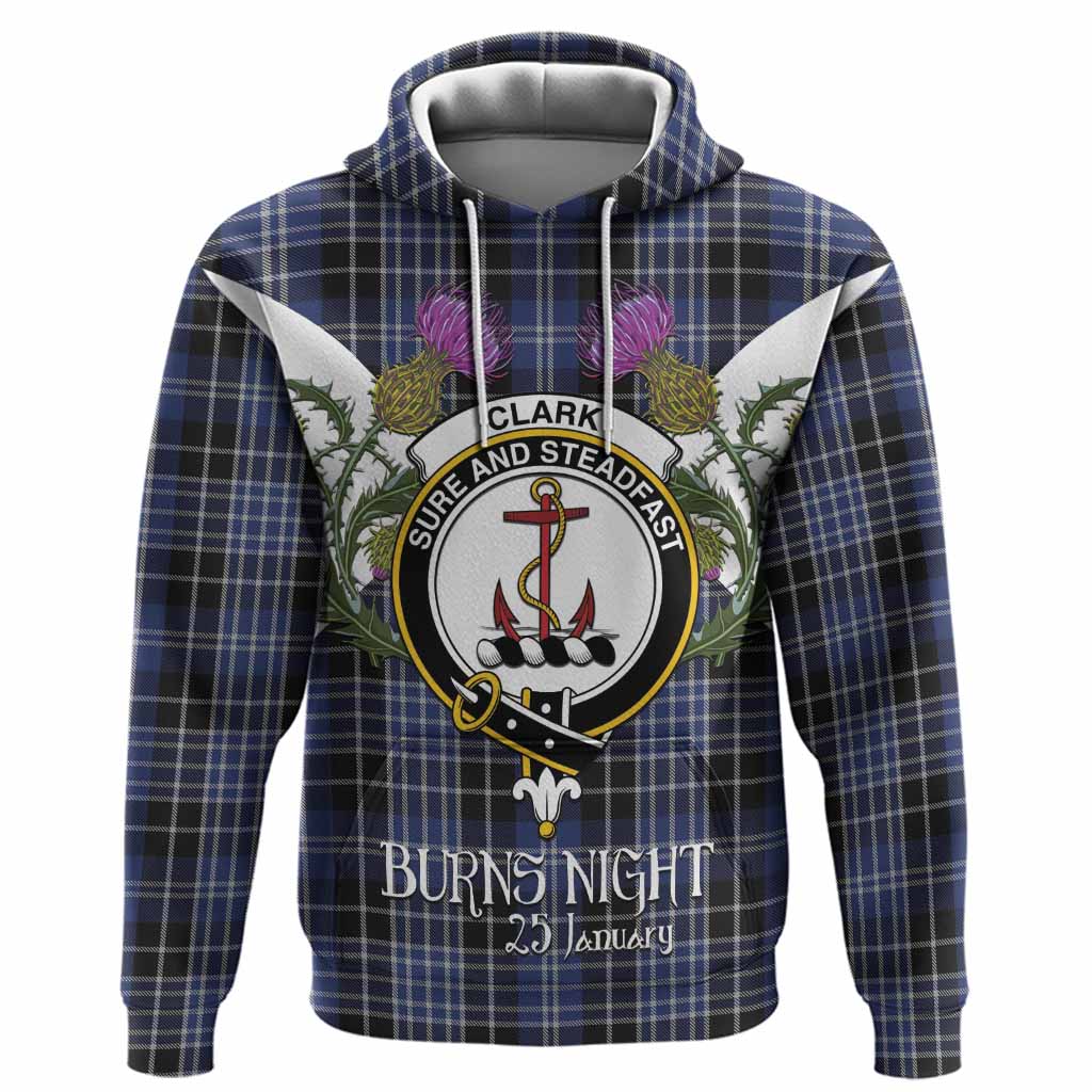 Clark (Clarke) Tartan Family Crest Hoodie Scottish Burns Night Thistle Floral