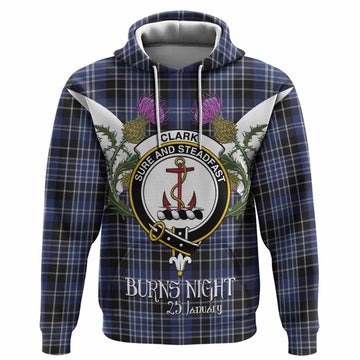 Clark (Clarke) Tartan Family Crest Hoodie Scottish Burns Night Thistle Floral