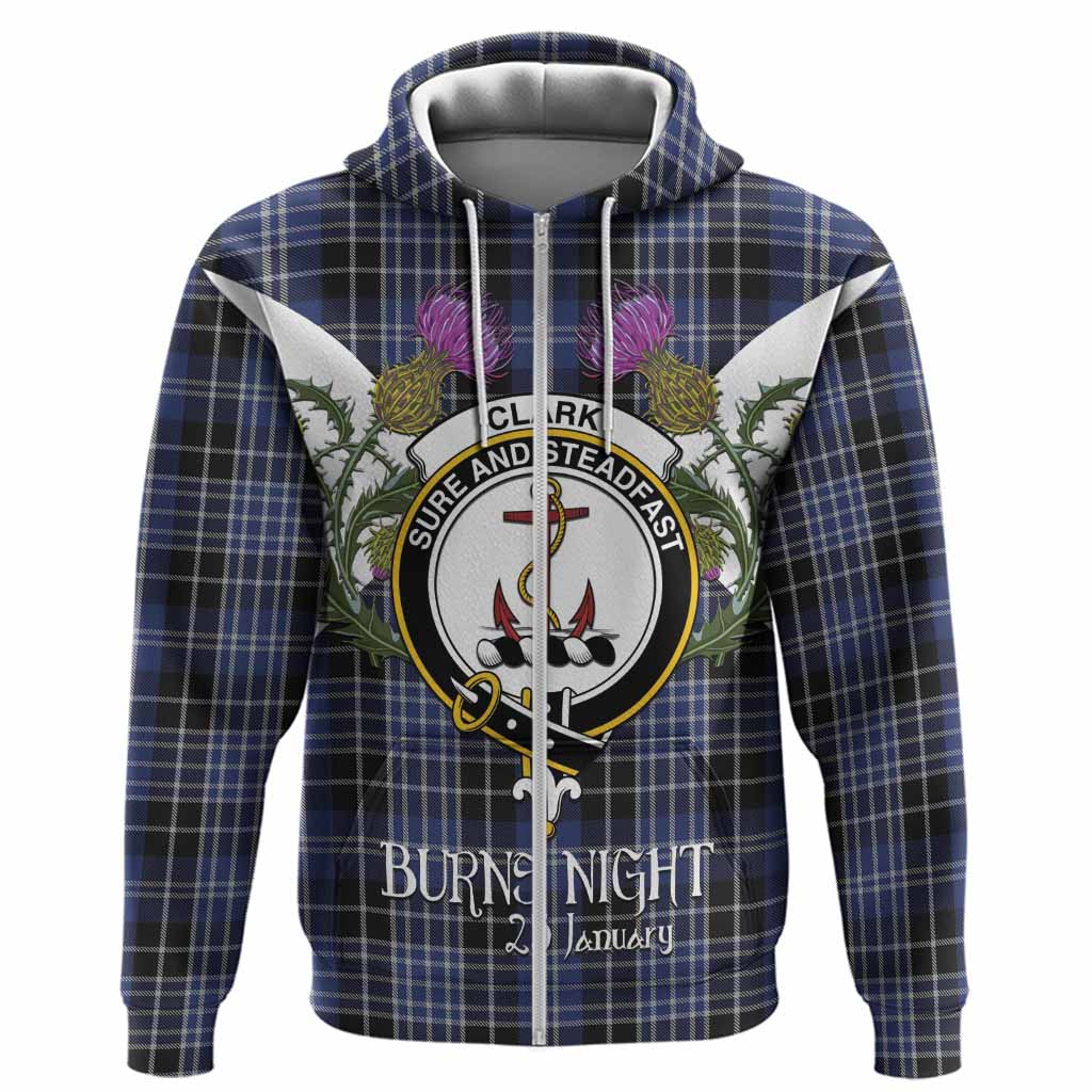 Clark (Clarke) Tartan Family Crest Hoodie Scottish Burns Night Thistle Floral