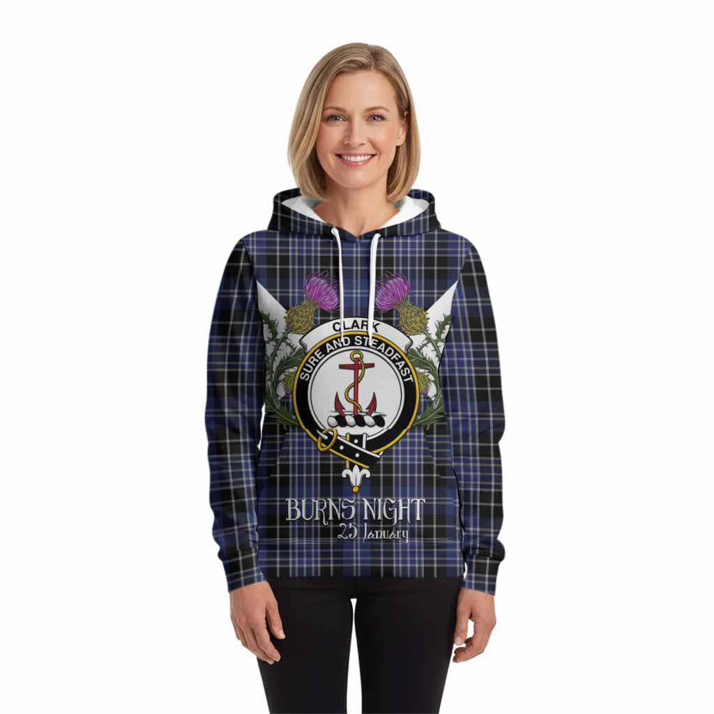 Clark (Clarke) Tartan Family Crest Hoodie Scottish Burns Night Thistle Floral