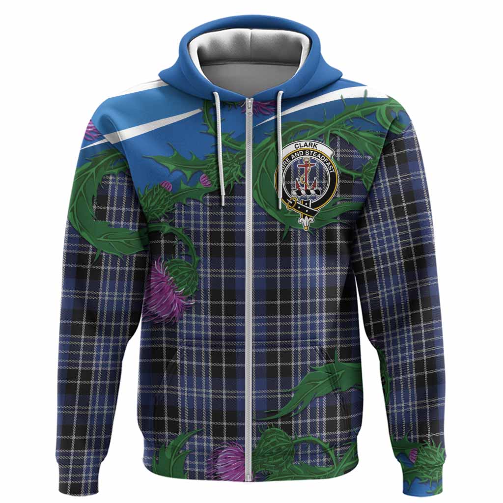 Clark (Clarke) Tartan Family Crest Hoodie Thistle in Minimalism