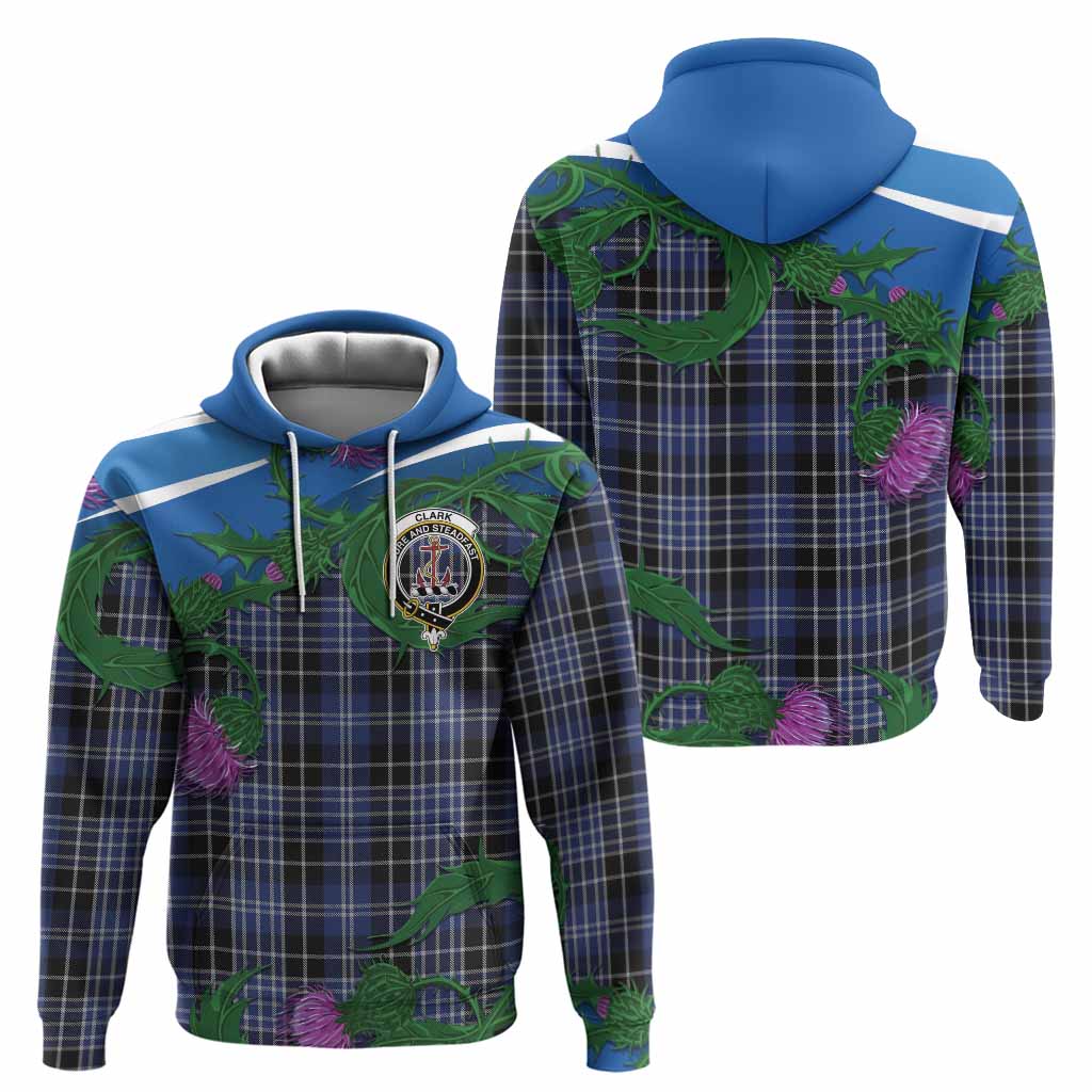 Clark (Clarke) Tartan Family Crest Hoodie Thistle in Minimalism
