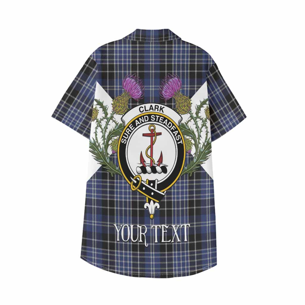 Clark (Clarke) Tartan Family Crest Kid Hawaiian Shirt Scottish Burns Night Thistle Floral