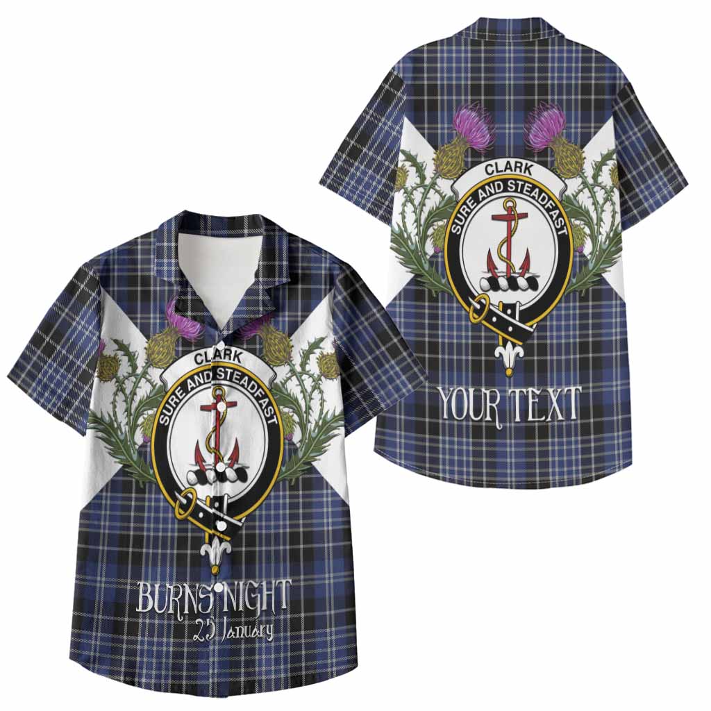 Clark (Clarke) Tartan Family Crest Kid Hawaiian Shirt Scottish Burns Night Thistle Floral