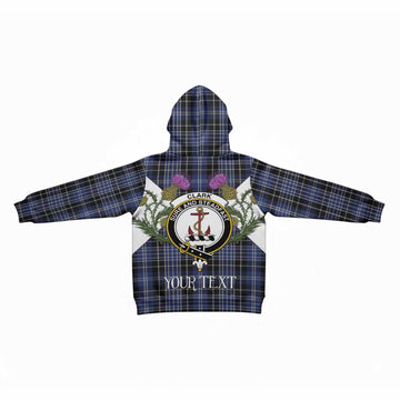 Clark (Clarke) Tartan Family Crest Kid Hoodie Scottish Burns Night Thistle Floral
