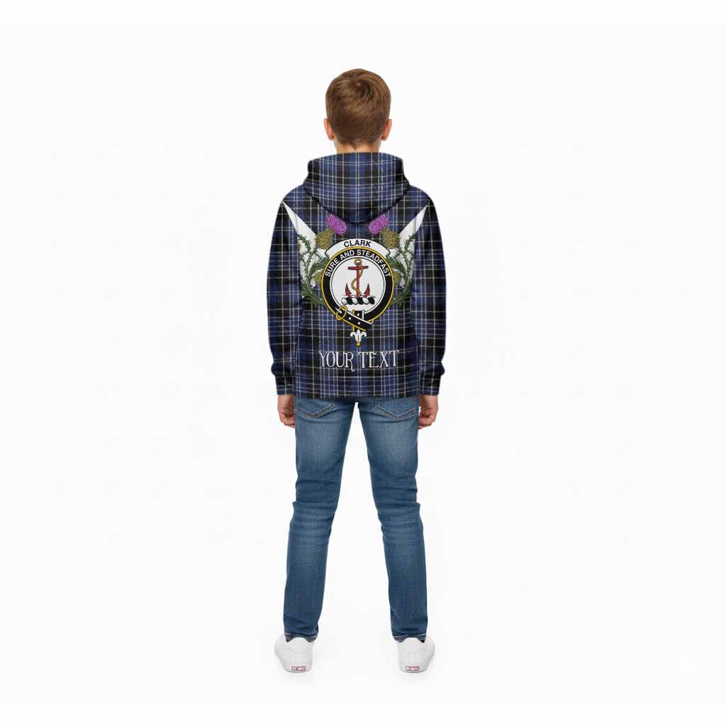 Clark (Clarke) Tartan Family Crest Kid Hoodie Scottish Burns Night Thistle Floral