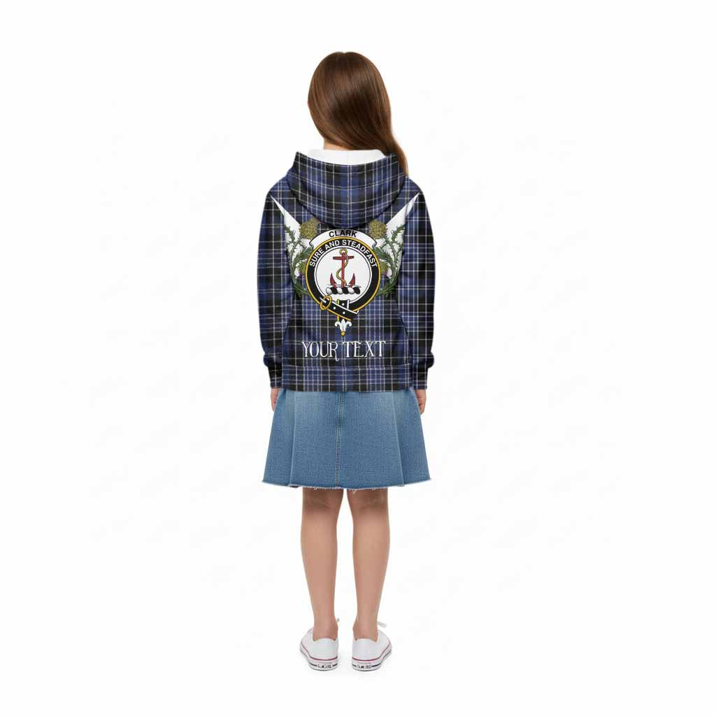 Clark (Clarke) Tartan Family Crest Kid Hoodie Scottish Burns Night Thistle Floral