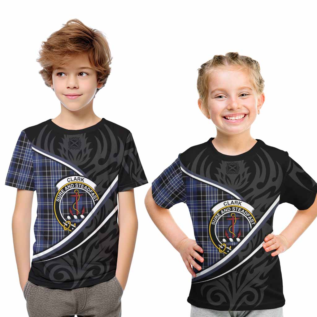 Clark (Clarke) Tartan Family Crest Kid T-shirt Celtic Scottish Thistle Floral - Tartan Vibes Clothing