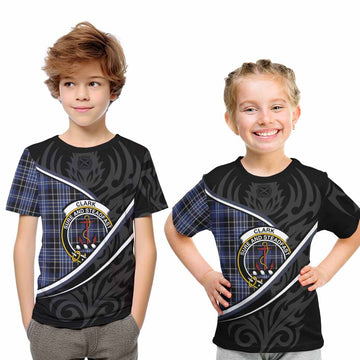 Clark (Clarke) Tartan Family Crest Kid T-shirt Celtic Scottish Thistle Floral