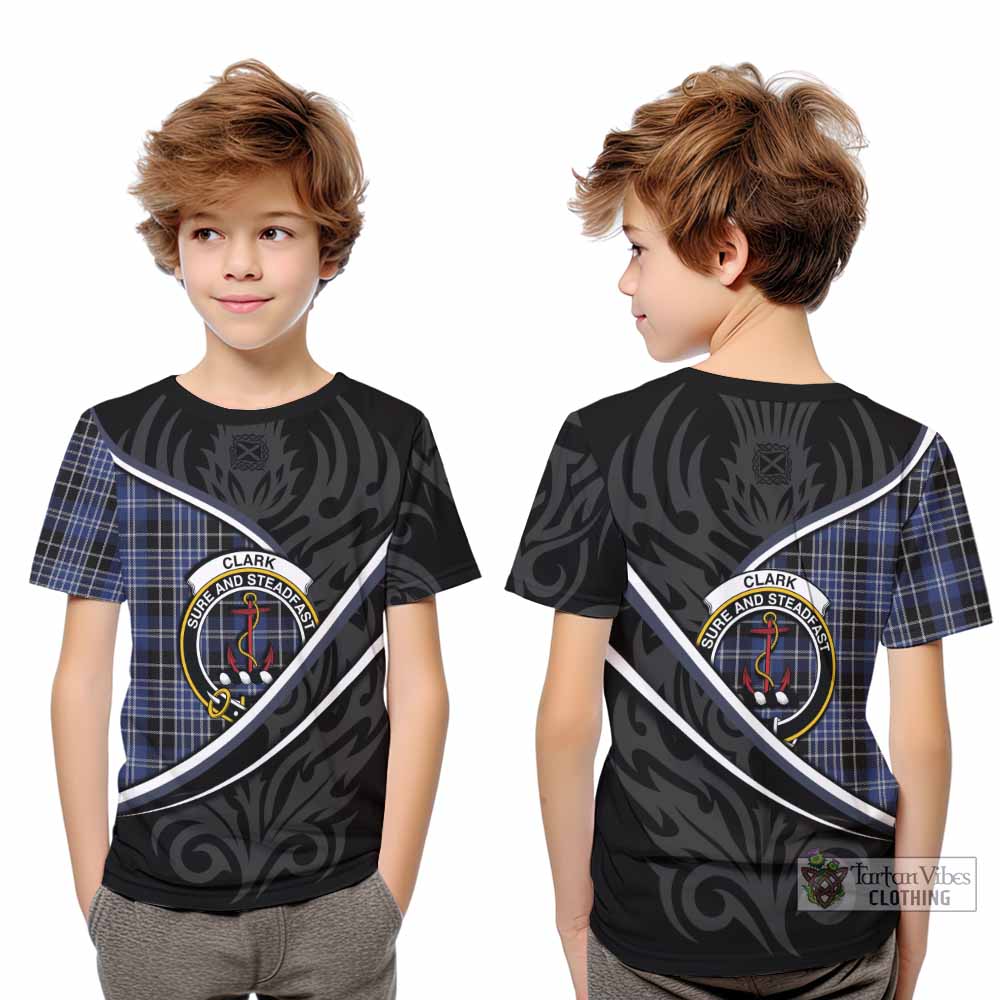 Clark (Clarke) Tartan Family Crest Kid T-shirt Celtic Scottish Thistle Floral - Tartan Vibes Clothing